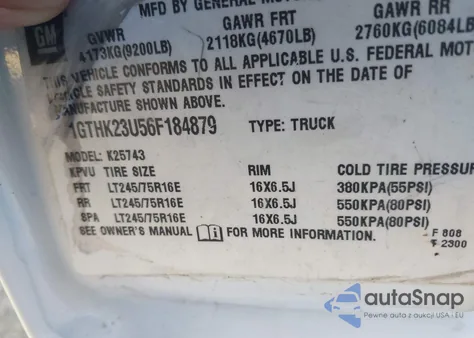 2006 GMC Sierra 2500Hd Slt z USA, uszkodzony, nr VIN 1GTHK23U56F184879